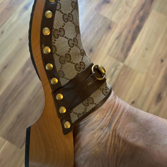 GUCCI horsebit clogs size 40 1/2 GG Supreme pattern - Picture 3 of 6